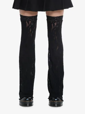 Black Floral Lace Flare Leg Warmers