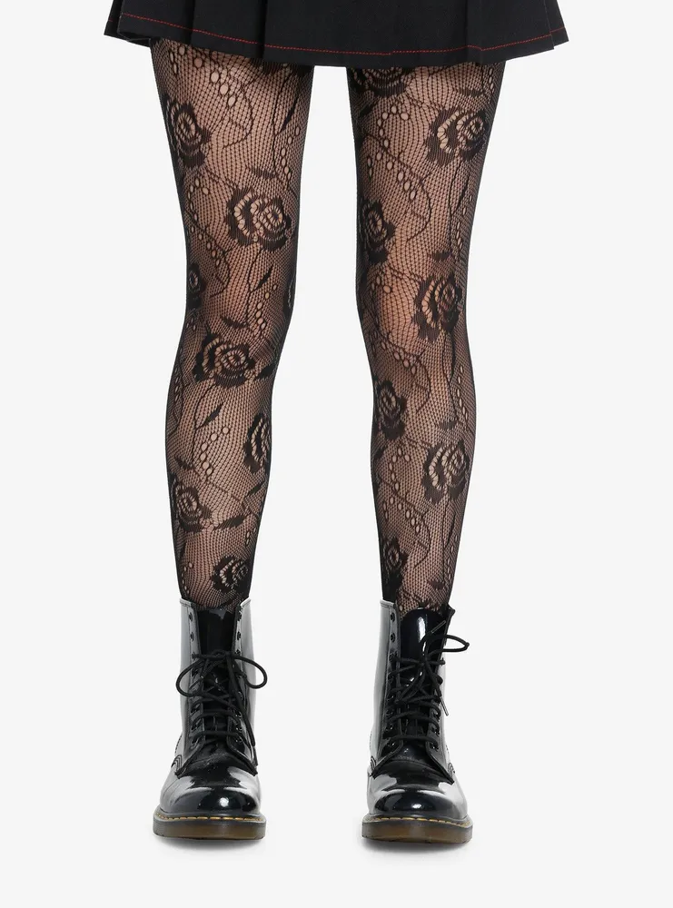 Hot Topic Rose Lace Fishnet Tights