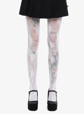 Ivory Floral Tights