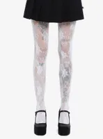 Ivory Floral Tights