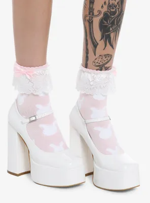 Pink Bunny Lace Ankle Socks