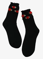 Red Rosette Ankle Socks