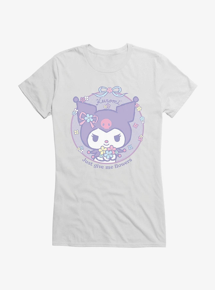 Kuromi Just Give Me Flowers Girls T-Shirt