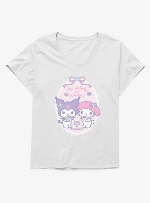 My Melody & Kuromi Pastel Flowers Stay Kind Girls T-Shirt Plus