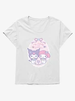My Melody & Kuromi Pastel Flowers Stay Kind Girls T-Shirt Plus