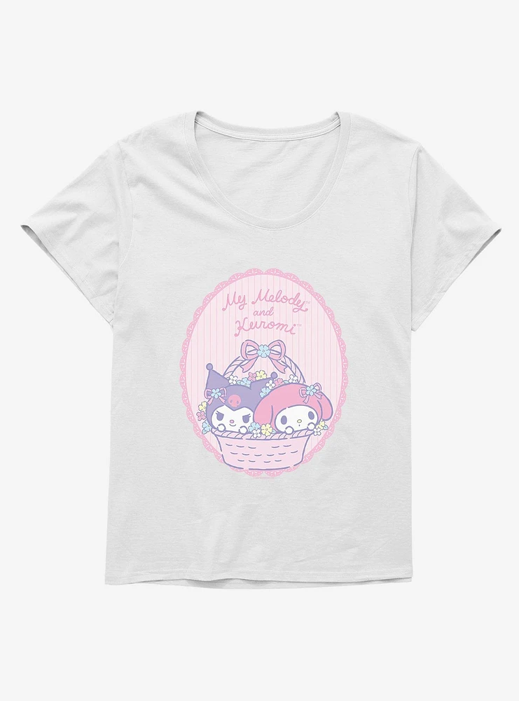 My Melody & Kuromi Pastel Framed Portrait Girls T-Shirt Plus