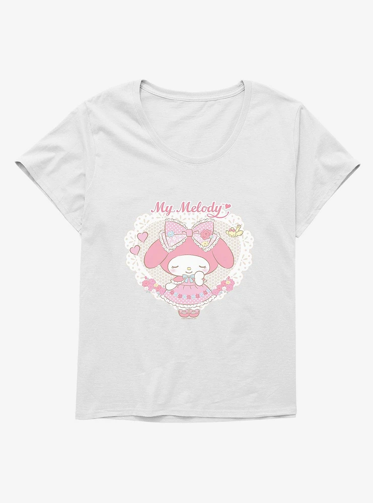 My Melody Framed Garden Portrait Girls T-Shirt Plus