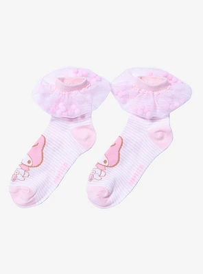 My Melody Pink Tulle Pom Ankle Socks
