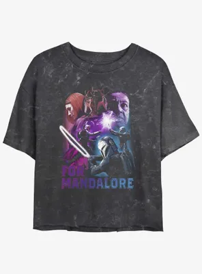Star Wars The Mandalorian For Mandalor Womens Mineral Wash Crop T-Shirt