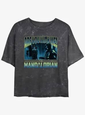 Star Wars The Mandalorian Are Your With Me Grogu Womens Mineral Wash Crop T-Shirt