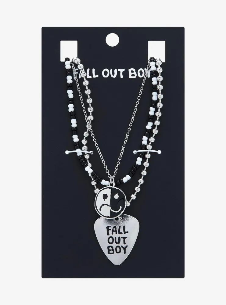 Fall Out Boy Guitar Pick Face Necklace Set