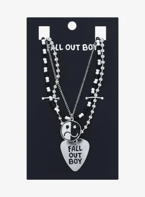 Fall Out Boy Guitar Pick Face Necklace Set