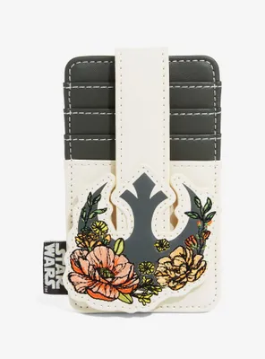 Loungefly Star Wars Gray and Cream Floral Rebel Cardholder - BoxLunch Exclusive