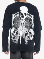 Spiderwebs & Skulls Oversized Twofer Long-Sleeve T-Shirt