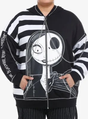 Her Universe The Nightmare Before Christmas Jack Stripe Split Girls Oversized Hoodie Plus