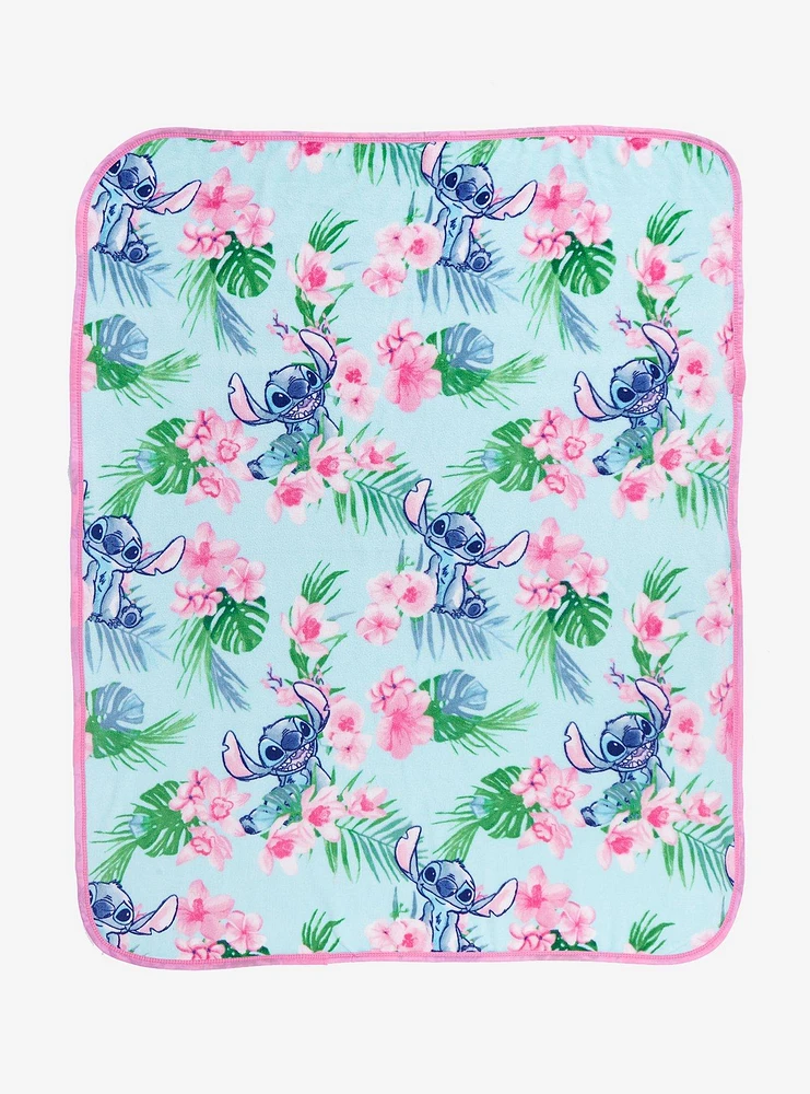 Disney Stitch Tropical Flower Throw Blanket