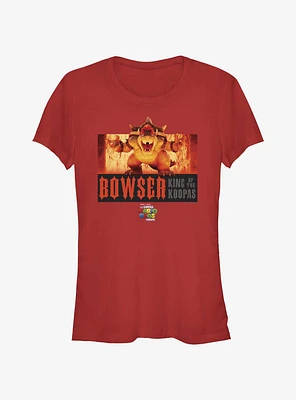 The Super Mario Bros. Movie Flaming King Bowser Poster Girls T-Shirt