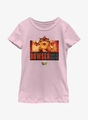 The Super Mario Bros. Movie Flaming King Bowser Poster Youth Girls T-Shirt