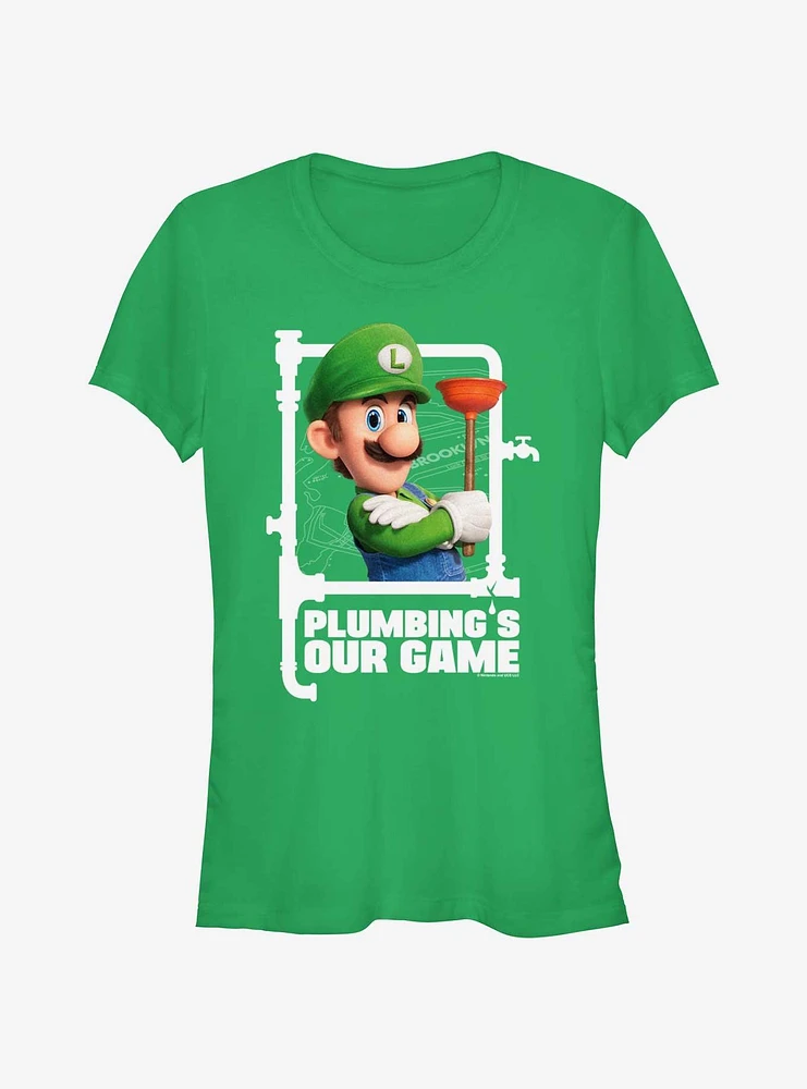 The Super Mario Bros. Movie Luigi Plumbing's Our Game Girls T-Shirt