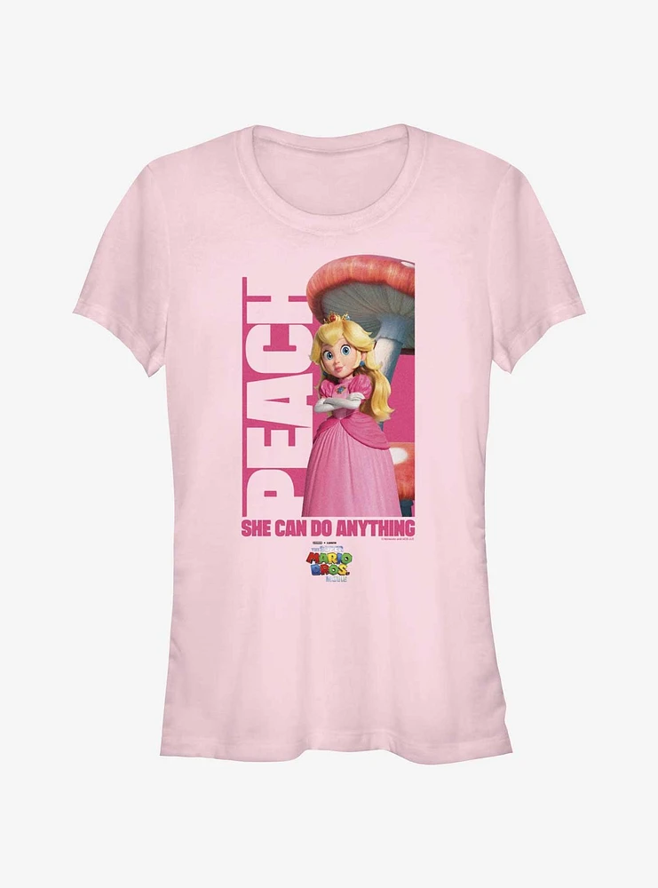 The Super Mario Bros. Movie Peach She Can Do Anything Girls T-Shirt