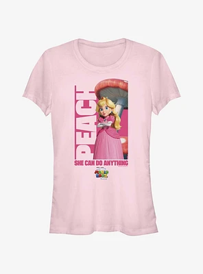 The Super Mario Bros. Movie Peach She Can Do Anything Girls T-Shirt