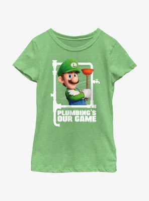 The Super Mario Bros. Movie Luigi Plumbing's Our Game Youth Girls T-Shirt