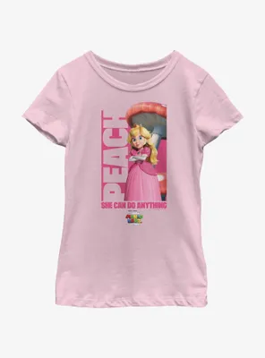 The Super Mario Bros. Movie Peach She Can Do Anything Youth Girls T-Shirt