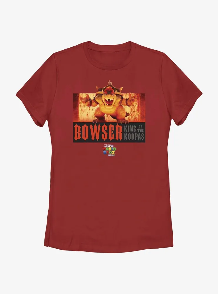 The Super Mario Bros. Movie Flaming King Bowser Poster Womens T-Shirt