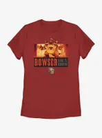 The Super Mario Bros. Movie Flaming King Bowser Poster Womens T-Shirt