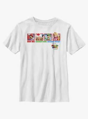 The Super Mario Bros. Movie Big Adventure Toad Luigi & Princess Peach Youth T-Shirt
