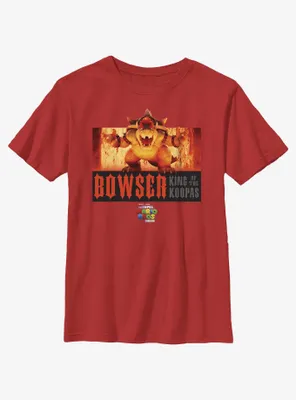 The Super Mario Bros. Movie Flaming King Bowser Poster Youth T-Shirt