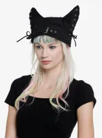 Black Lace-Up Ear Hat