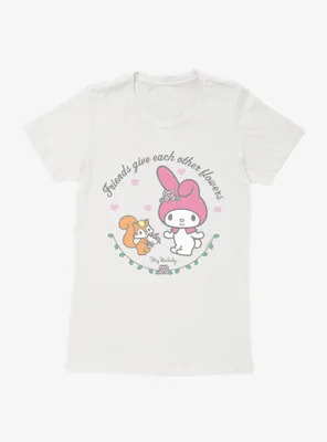 My Melody Friends Give Each Other Flowers Womens T-Shirt