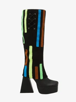 Koi Colorful Patch Leg Warmer Platform Boots