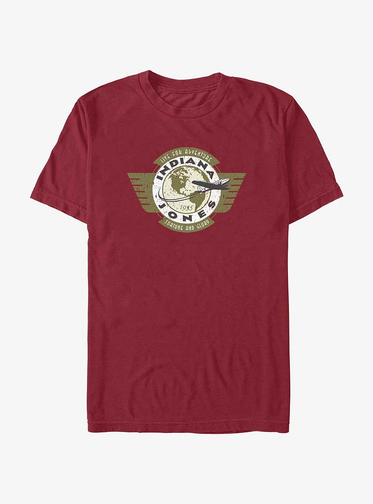 Indiana Jones Live For Adventure Vintage Aviation Badge T-Shirt