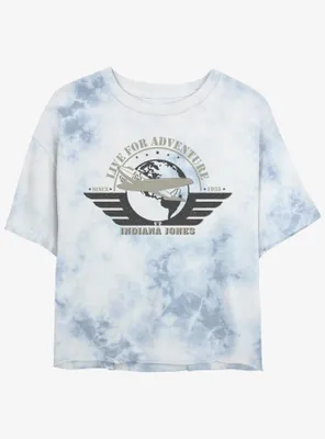 Indiana Jones Aviation Badge Tie-Dye Womens Crop T-Shirt