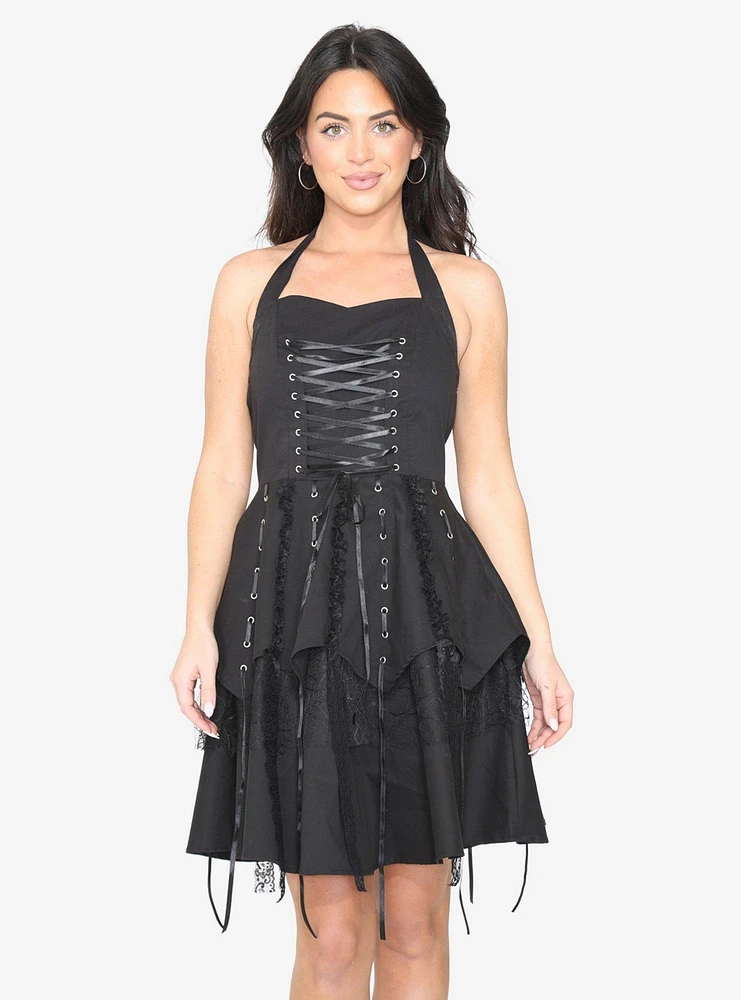 Black Pretty Pirate Lace-Up Dress