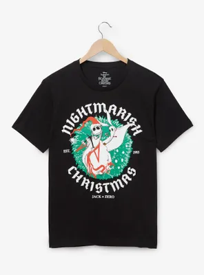 Disney The Nightmare Before Christmas Santa Jack Skellington Wreath T-Shirt