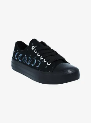 Celestial Moon Phase Lace-Up Sneakers