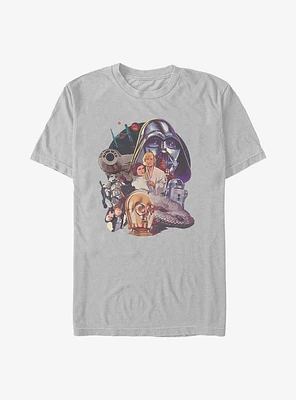 Star Wars Galactic Retro Group Painting T-Shirt
