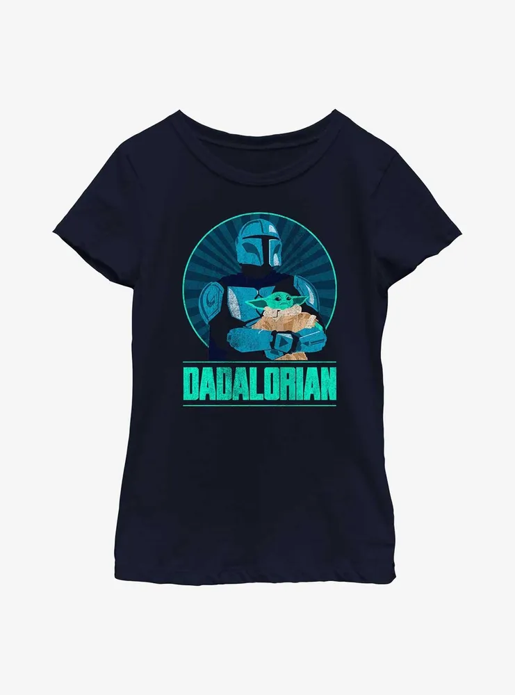 Star Wars The Mandalorian Dadalorian Father and Son Portrait Youth Girls T-Shirt