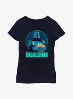 Star Wars The Mandalorian Dadalorian Father and Son Portrait Youth Girls T-Shirt