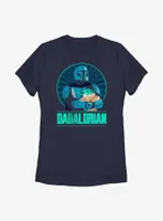 Star Wars The Mandalorian Dadalorian Father and Son Portrait Womens T-Shirt