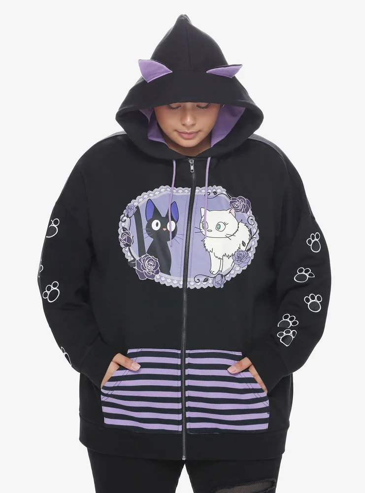 Studio Ghibli Kiki's Delivery Service Jiji & Lily Cat Ear Girls Hoodie Plus