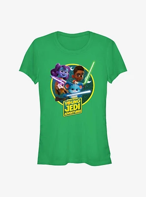 Star Wars: Young Jedi Adventures Initiates Lys Solay Kai Brightstar and Nubs Girls T-Shirt