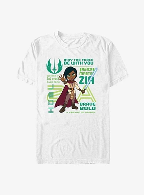 Star Wars: Young Jedi Adventures Zia Phrases Badge T-Shirt