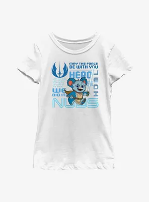 Star Wars: Young Jedi Adventures Nubs Phrases Badge Youth Girls T-Shirt