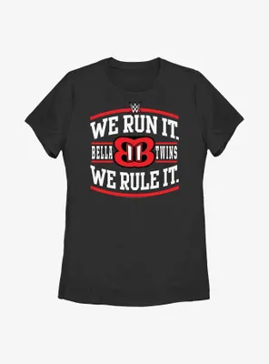 WWE The Bella Twins We Run It Rule Logo Womens T-Shirt