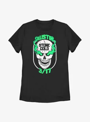 WWE Stone Cold Steve Austin Green Skull Womens T-Shirt