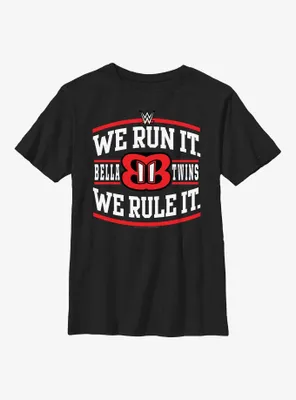 WWE The Bella Twins We Run It Rule Logo Youth T-Shirt